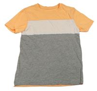 Oranžovo-bílo-šedé tričko Primark