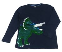 Tmavomodré triko s dinem z flitrů Yigga