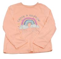 Lososová plyšová mikina s duhou Primark