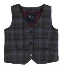 Modro-zeleno-vínová kostkovaná slavnostní vesta Next