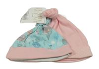 Nové - 2set - 2x čepice - růžová + růžovo-modrá 