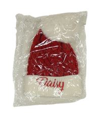 Nové - Červeno-bílá čepice s nápisem a bambulí 