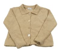 Béžový propínací crop svetr s límečkem 