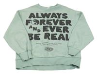 Světlezelená mikina s nápisy Zara