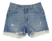 Světlemodré rifle s prošoupáním a krajkou Denim Co.