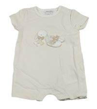 Bílo-béžový vzorovaný kraťasový overal s potiskem Mayoral