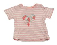 Růžovo-bílé pruhované tričko se srdíčkem Impidimpi