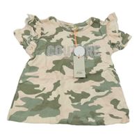 Nové - Světlerůžovo-khaki army tričko s nápisem River Island