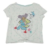 Bílo-světlemodré tričko s hvězdami a mořskou pannou 