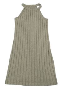 Béžové žebrované úpletové šaty 