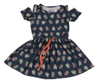 Antracitové šaty s odhalenými rameny a Minnie a Daisy 