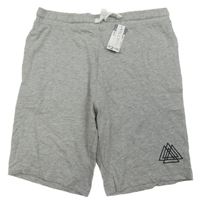 Nové - Světlešedé lehké kraťasy s potiskem Primark