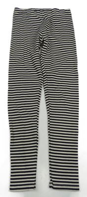 Béžovo-černé pruhované žebrované legíny H&M