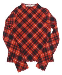 Černo-červené kostkované žebrované crop triko H&M