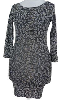 Dámská černo-zlatá vzorovaná třpytivá tunika Topshop vel. 32