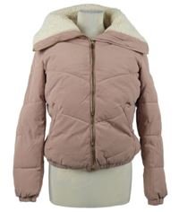 Dámská světlerůžová šusťáková zimní crop bunda s límcem Primark 
