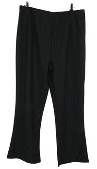 Dámské černé proužkované zvonové kalhoty Peacocks 