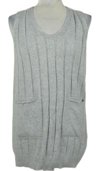 Dámská šedá žebrovaná svetrová vesta s kapsami Shein 