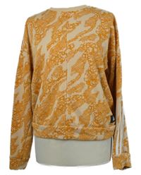 Dámská oranžová vzorovaná mikina s pruhy Adidas 