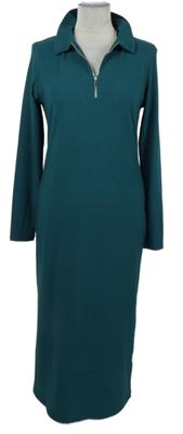 Dámské petrolejové žebrované midi šaty Primark 