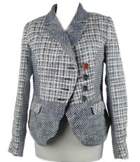 Dámský tmavomodro-bílý vzorovaný kabátek Joe Browns 