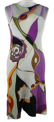 Dámské bílo-barevné vzorované šaty 