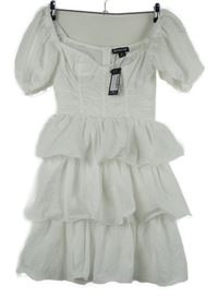 Nové - Dámské bílé strukturované vrstvené šaty PrettyLittle Thing vel. 32