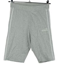 Dámké šedé elastické kraťasy s proužky Adidas 