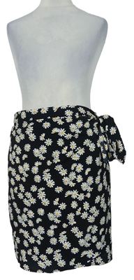 Dámská černá kytičkovaná zavinovací sukně Shein 