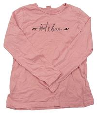 Růžové triko s nápisem