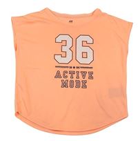 Neonově oranžové sportovní tričko s číslem a nápisem H&M