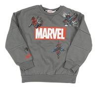 Šedá mikina se Spidermanem a logem Marvel