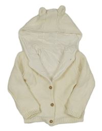 Smetanový propínací podšitý svetr s kapucí M&S