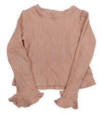 Světlerůžové žebrované crop triko H&M