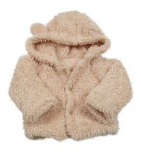 Světlerůžová chlupatá podšitá propínací mikina s kapucí George