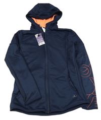 Nové - Tmavomodrá sportovní propínací mikina s potiskem a kapucí Decathlon