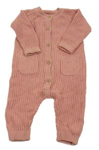 Růžový pletený overal George
