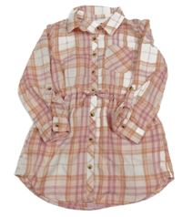 Růžovo-bílo-fialové kostkované šaty Primark