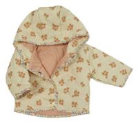 Smetanová květinová šusťáková zateplená bunda s kapucí Matalan