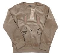 Nové - Béžová plyšová mikina s králíčkem Little kids