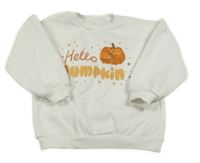 Bílá mikina s dýní a nápisem Matalan