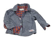 Modrá melírovaná podšitá košile s nášivkou Pumpkin patch