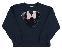 Tmavomodrá mikina s Minnie a flitry Sinsay