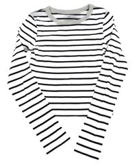 Černo-bílé pruhované žebrované crop triko H&M