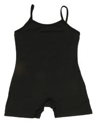 Černý sportovní cvičební elastický kraťasový overal Shein