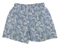 Modro-bílé šusťákové plážové kraťasy s palmami H&M