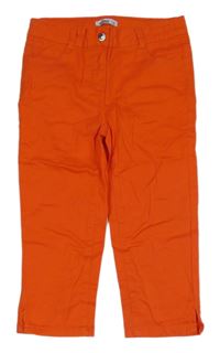 Oranžové plátěné capri kalhoty Gemo