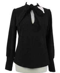 Nové - Dámská černá vzorovaná halenka s chokerem Sadiva