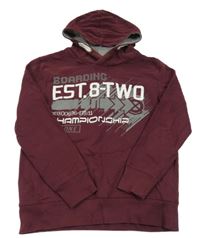 Vínová mikina s nápisy a kapucí Yigga