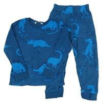Tmavomodré fleecové pyžamo s dinosaury zn. M&S